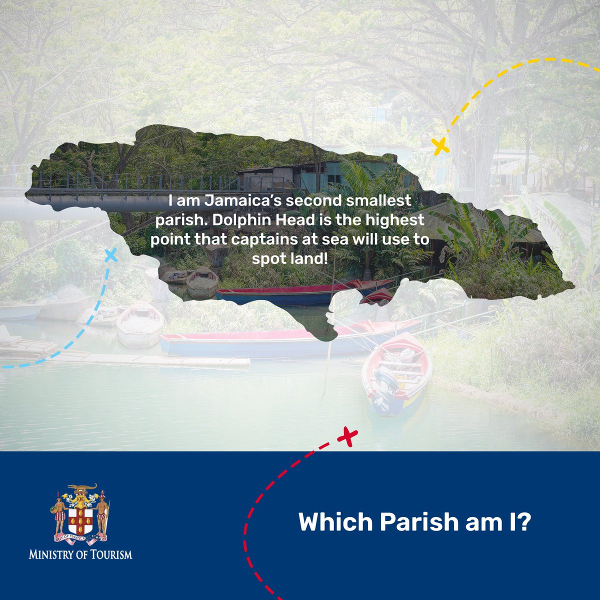 I am Jamaica’s second smallest parish. Dolphin’s Head is the highest point that captains at sea will use to spot land! What parish am I?

Quote this tweet with the correct answer!

#MT #MinistryOfTourism