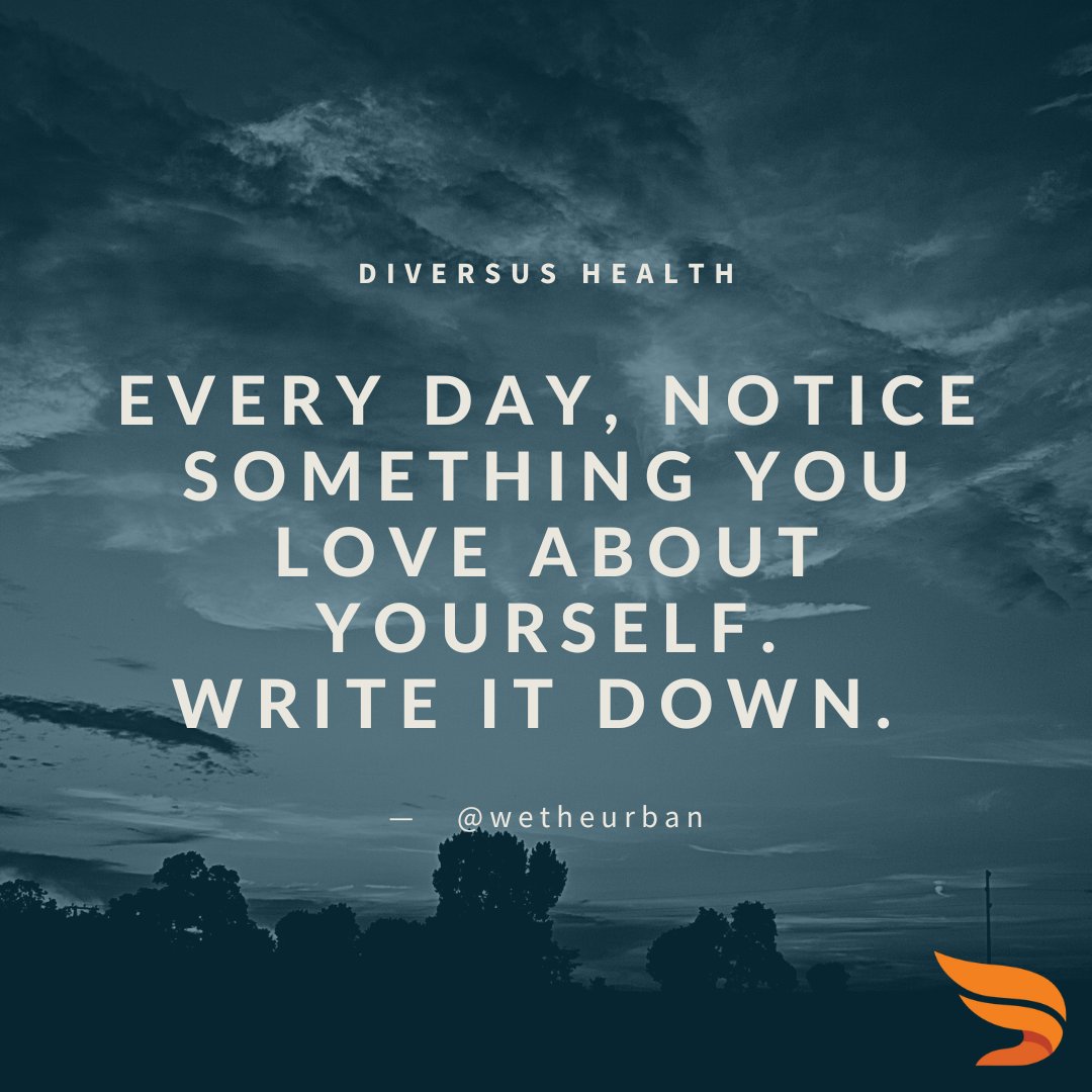 Every day, notice something you love about yourself.

#mentalhealth #mentalwellness #mentalhealthmatters #DiversusHealth #quoteoftheday #mentalhealthquotes #therapy