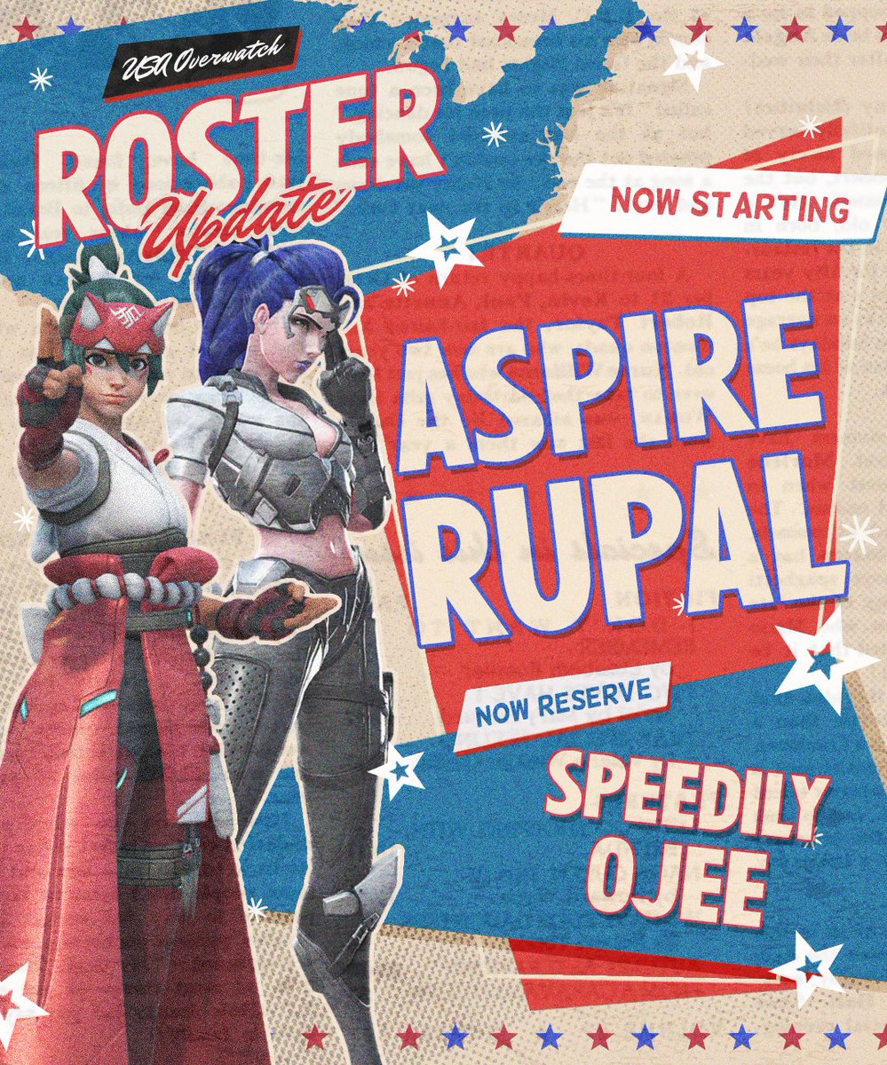 USA Overwatch Update:

<a href="/Aspire_OW/">Aspire</a> and @rupalzaman have been called up from reserves to the active 7 man roster. 

Excited to see them in action for our qualifier matches starting this Friday!