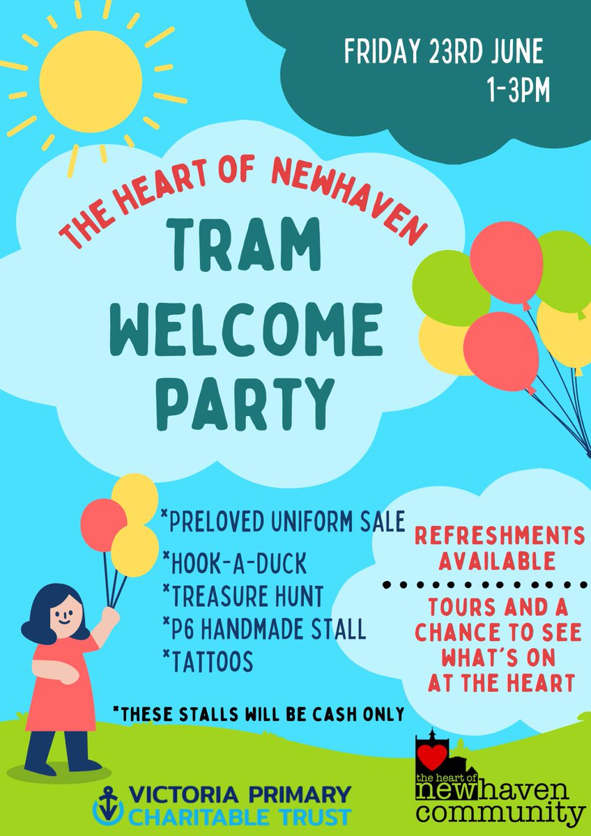 Looking for something to do this coming Friday 23 June between 1pm to 3pm? 

Why not take a trip on the new <a href="/EdinburghTrams/">Edinburgh Trams</a> route in #Leith + visit <a href="/HeartofNewhaven/">Heart of Newhaven Community</a> Tram Welcome Party in Newhaven🥳

Our contractors, SFN, will be donating some raffle prizes🎁

Further info👇