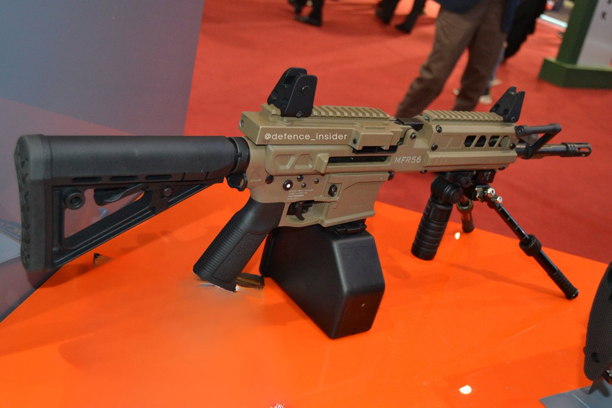 defence_insider's tweet image. Both the System Defence MFR56 Light Machine Gun (LMG) and the R56 Rifle were on display at Pakistan Ordnance Factories (POF) pavilion at #IDEAS2022. This suggests ToT and local production for Pakistan Armed Forces and other Law Enforcement Agencies (LEAs).