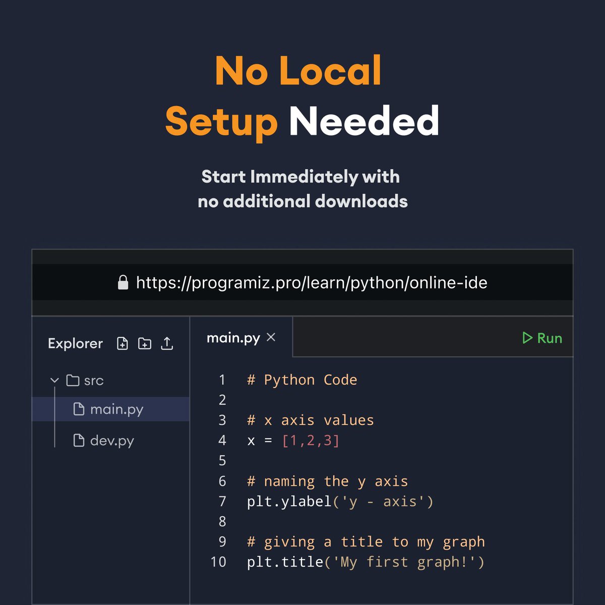 programiz's tweet image. 🟠Immediately access everything you need to start building projects, in your browser. No need for IDE downloads and local setup.
#programiz #python #playground #programizpro
(2/7)
