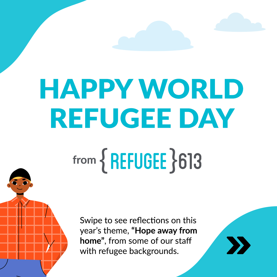 1/5) This #WorldRefugeeDay, some of our staff with refugee backgrounds are sharing why today matters to them.

Want to help address forced displacement? Learn about refugee sponsorship. Our friends at <a href="/RSTP_ca/">Refugee Sponsorship Training Program</a> can get you started: bit.ly/3NDPm0U