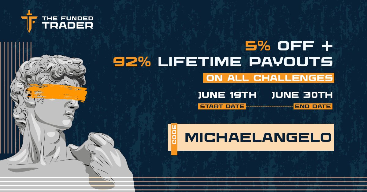 NEW PROMOTIONS JUNE ⚔️ 

1⃣
TERMS: 40% off $10k Challenges 
DURATION: All June Long 
CODE: TFT40  

2⃣
TERMS: 5% off + 92% Lifetime Payouts on ALL CHALLENGES
DURATION: End of June
CODE: MICHAELANGELO