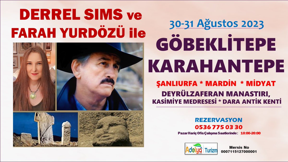ESKİ CIA GÖREVLİSİ, UFO VE DÜNYA DIŞI VARLIKLAR KONUSUNDA ULUSLARARASI BAŞARIYA SAHİP AMERİKALI ARAŞTIRMACI DERREL SIMS 30-31 Ağustos 2023 TARİHLİ GÖBEKLİTEPE KARAHANTEPE GEZİMİZDE BİZİMLE OLACAK. GENİŞ KAPSAMLI BİR SEMİNER VERECEK. ÇEVİRMENLİK FARAH YURDÖZÜ TARAFINDAN YAPILACAK.