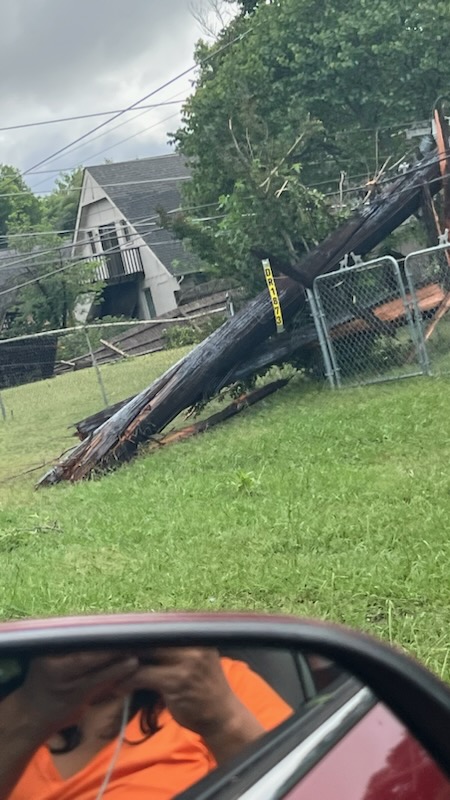 This is the middle of Tulsa. Power poles that just couldn't handle the wind. Why are we waiting on an emergency declaration, @GovStitt ? I realize this isn't affecting you. But your donors should be pissed. #DoYourJob #Tulsa #StormDamage
