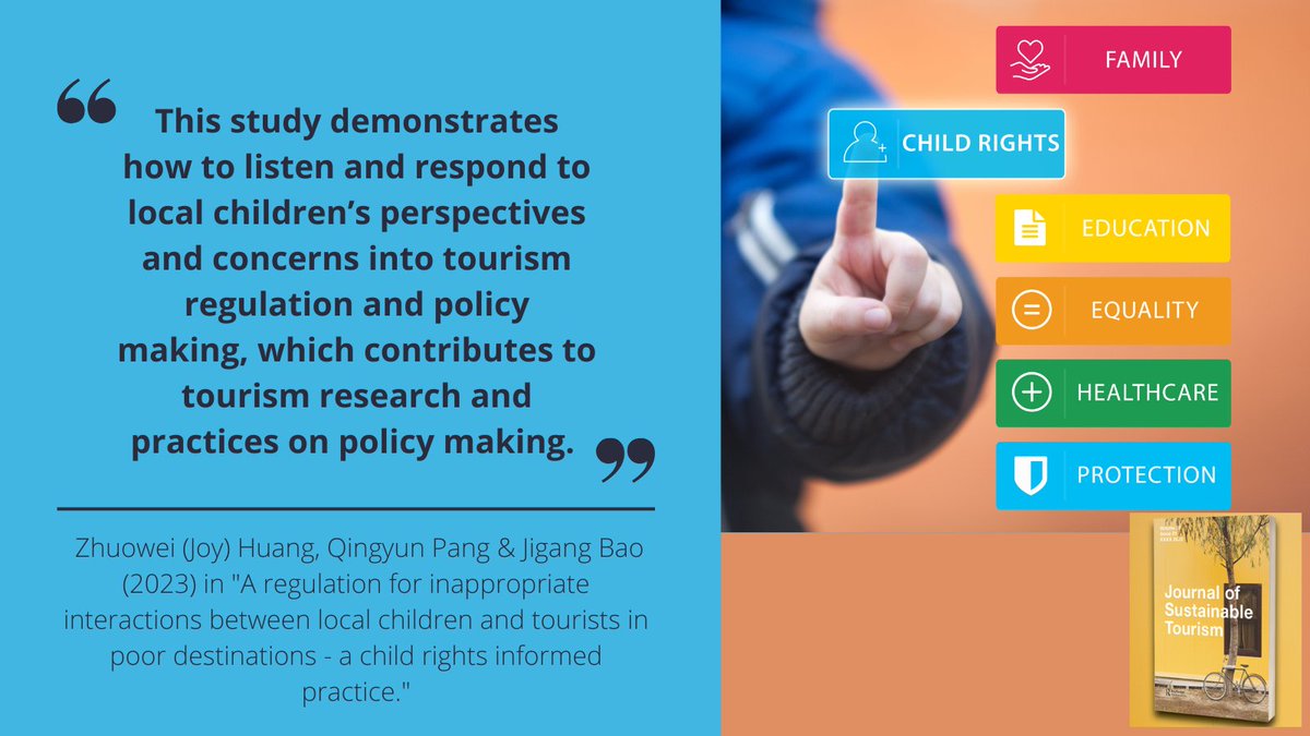 🆕 Research in #JOST on #ChildRights &amp; #Tourist-Host interaction 👇

"A regulation for inappropriate interactions between local children and tourists in poor destinations - a child rights informed practice."

Read more 🔗…andfonline-com.ezproxy.brighton.ac.uk/doi/full/10.10…