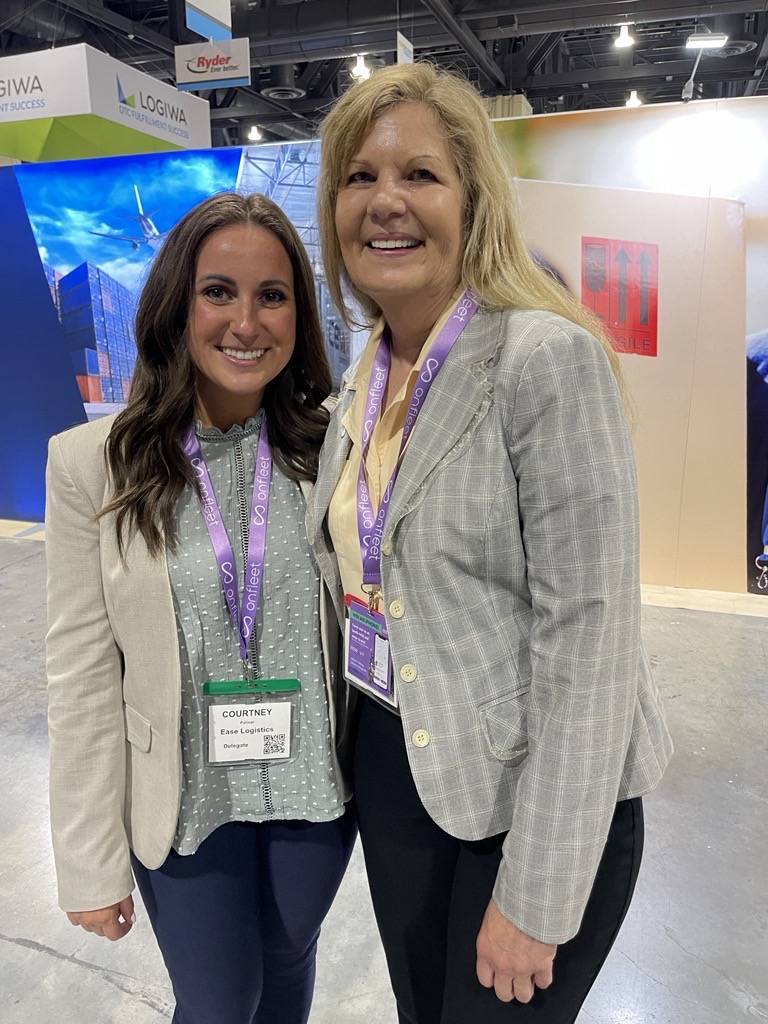 We learned so much at @HomeDeliveryUSA! EASE Logistics Sales Manager, Courtney Palmer, was inspired to meet Ellen Voie, founder of @WomenInTrucking. Voie and #WIT are leading the way for gender diversity in the transportation and logistics industries. #womenintrucking #WithEASE