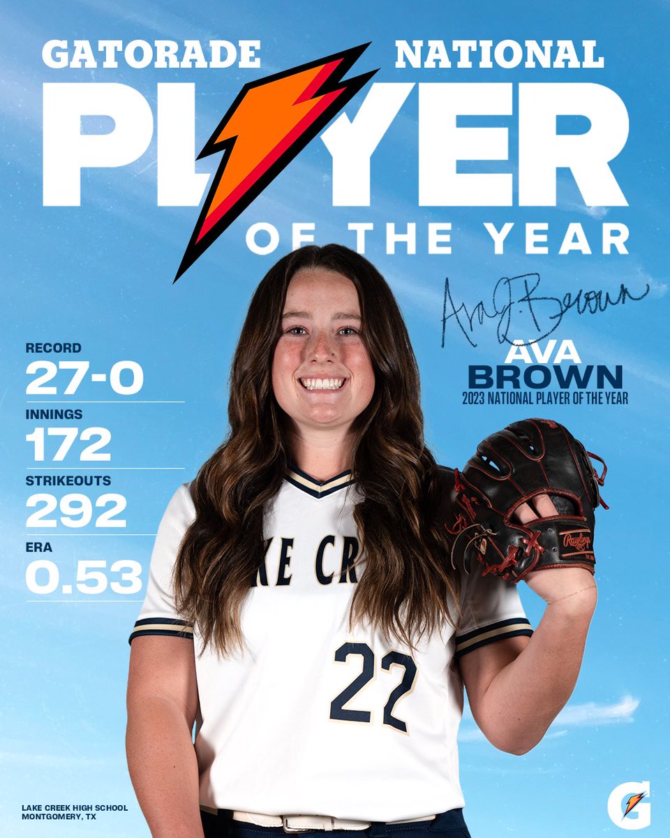 Congratulations <a href="/avajbrownn/">Ava Brown</a> on winning National Gatorade Player of the Year!