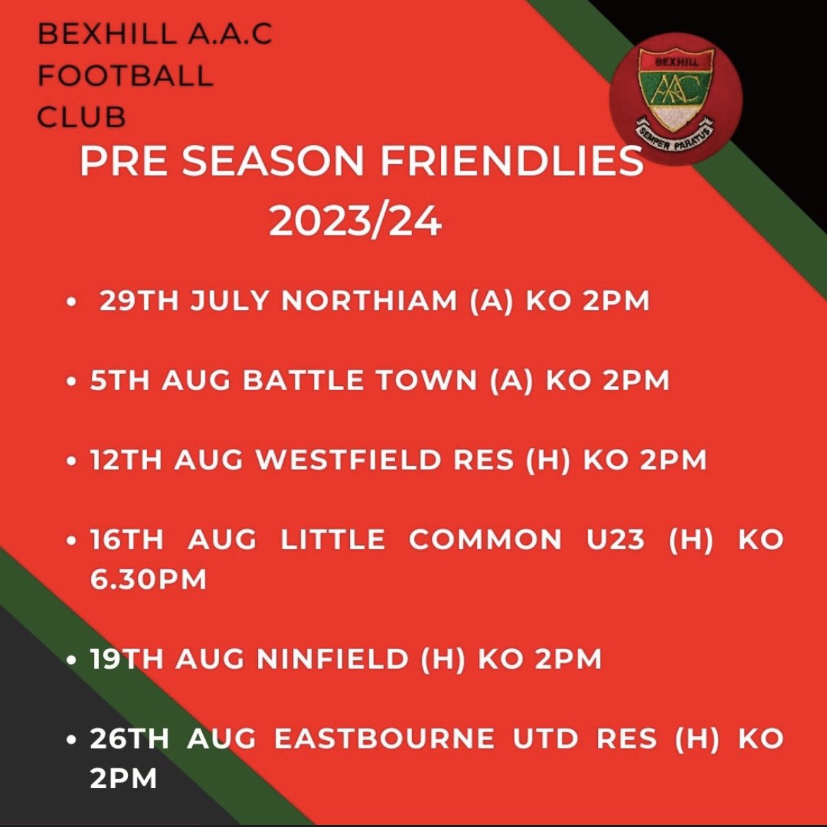 With preseason due to start on the 5th July …Feel free to drop me a message if you wish to come and join the Affa this coming season in the East Sussex Premier 👍 looking for a top class keeper in particular #jointheaffa #improveon3rd #preseasonfriendlies