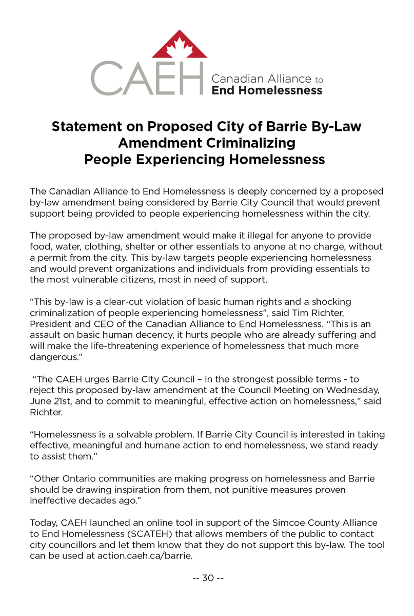 CAEH and <a href="/SCATEH/">SCATEH</a> have set up a tool to help send a letter to #Barrie City Council and denounce the cruel by-law which would make it an offence to help people experiencing homelessness. 

Send a letter ⬇️
action.caeh.ca/barrie