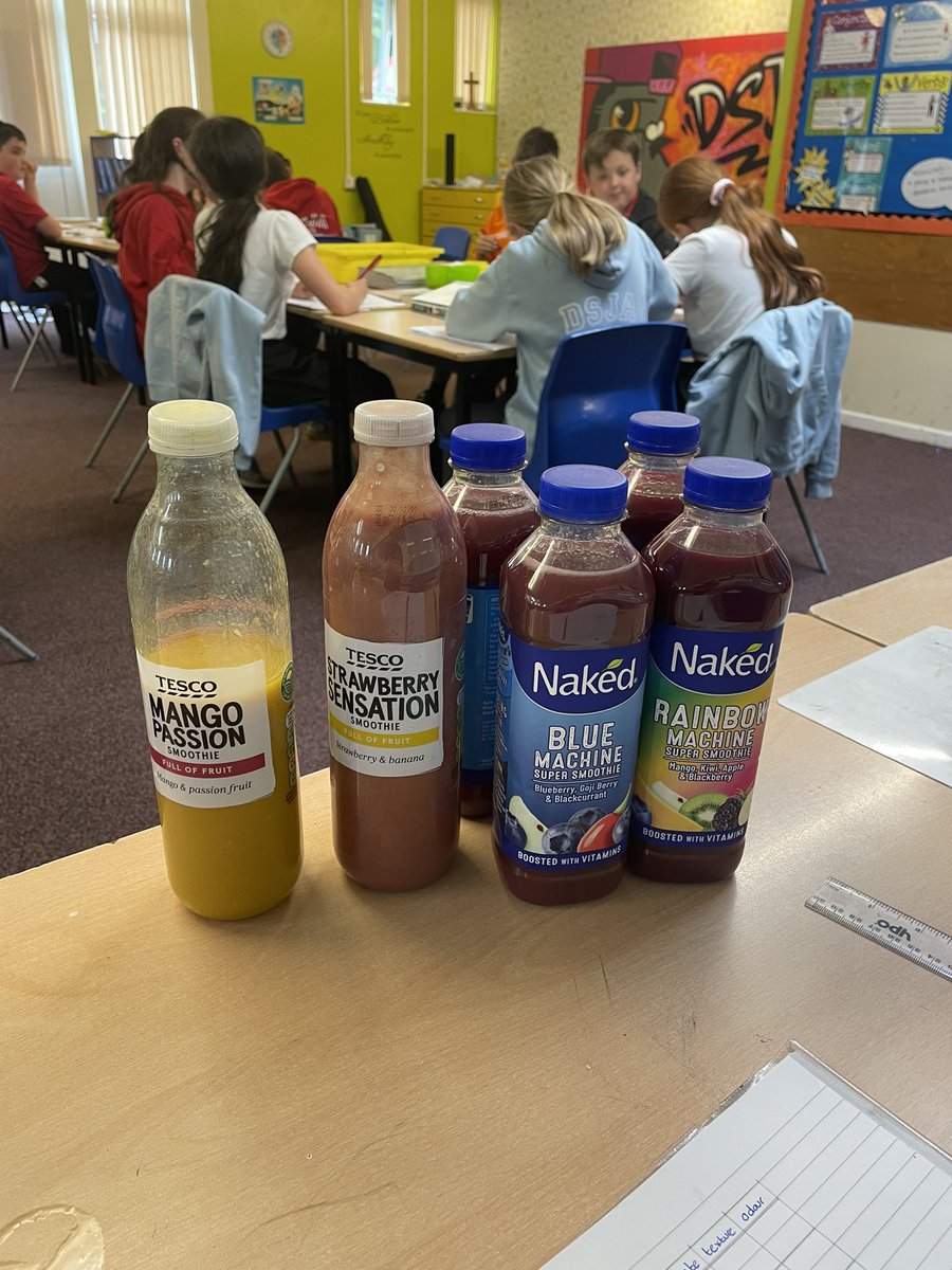 DSJ_Year6's tweet photo. Year 6 DT. Product analysis of different  smoothies 🍒🍌🍎🥝🍓🥥 https://t.co/xt4sxwulBu