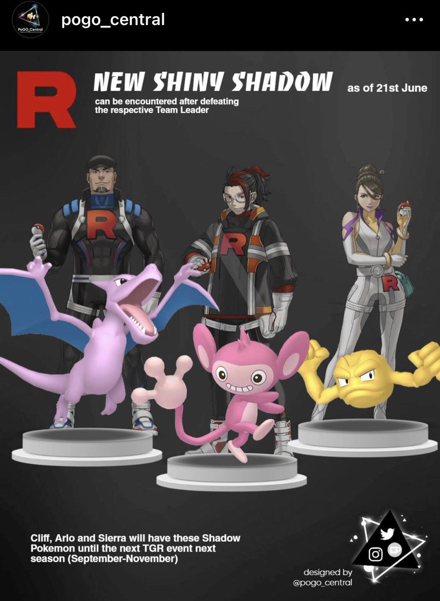 BeeCeeGo_'s tweet photo. Tomorrow for the Team GO Rocket Event, new shiny shadow Pokémon from Leaders #PokemonGO https://t.co/GMpBGxuDUW