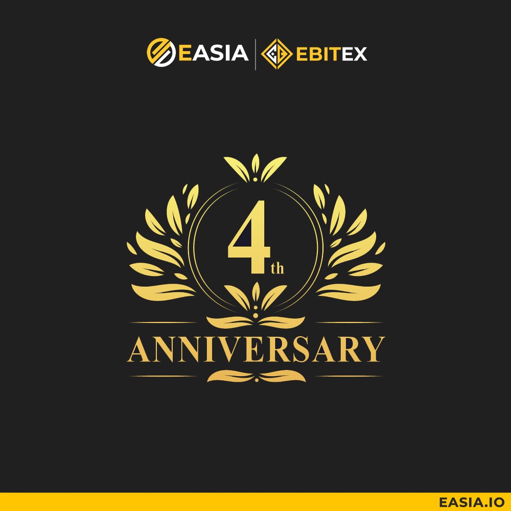 eeasiaio's tweet photo. Celebrating 🍾  4 Years In Business 🥂

Ebitex Started In 2019 June 21st Now We Reaching 4 Years Already. We Appreciate Every Single One Of You For Following Along On Our Journey. Let’s Keep Growing Together 🙌🙌🙌

To Celebrate And Remember Our 4 Years Ebitex Company Anniversary, We Are Offering You All 100% Deposit Bonus On Your https://t.co/pMCwOQ5YYt Deposit ✅

Now Our Community Project Easia Growing Drastically 
Thanks For An Amazing Community. Thanks For Being With Us. 🙌🙌❤️

Team Easia 😍