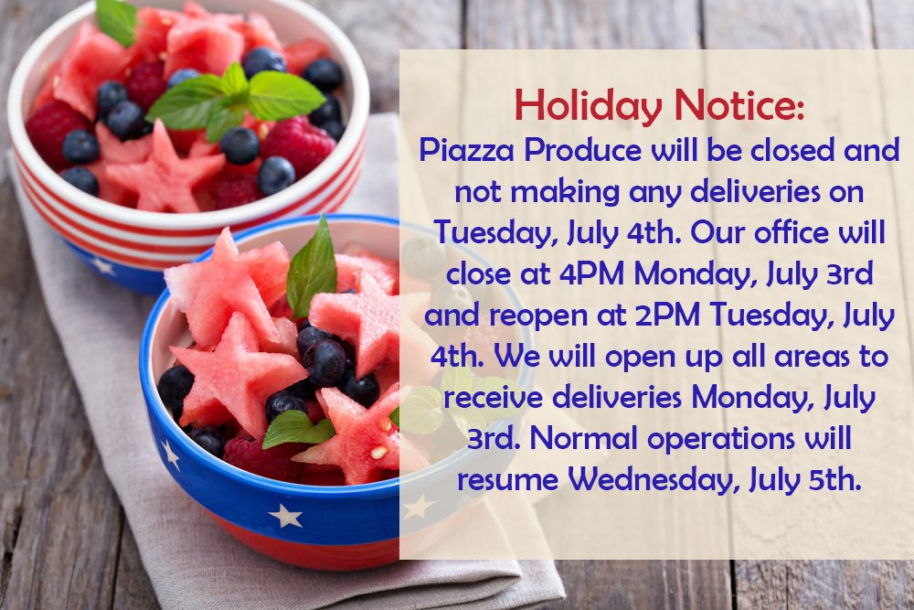 💥🇺🇸We will NOT be making any deliveries on Tuesday, July 4th! We will open up all areas for delivery on Monday, July 3rd. If you have any questions regarding your delivery schedule please contact your sales rep or customer service at 317-872-0101!🇺🇸💥 #4thofjuly