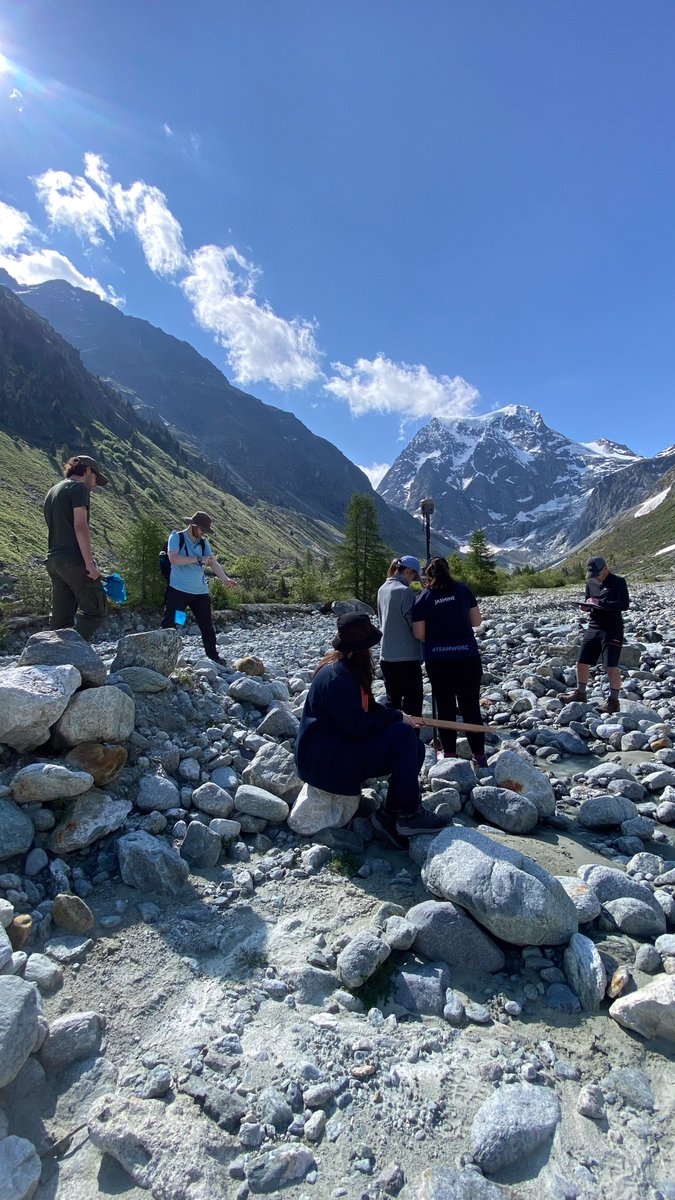 GeographyUoW's tweet photo. Yesterday, students on our Alps field course investigated the factors controlling river channel morphology. They used the latest, industry-standard technology - including an advanced, survey-grade drone (DJI Phantom 4 RTK) and GPS unit (Trimble R10 dGPS). https://t.co/26X1M20kLK