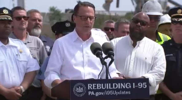 VABVOX's tweet photo. #Breaking
@GovernorShapiro just gave a press conference explaining due to the work of crews hired by the state, federal aid authorized by Biden and innovative materials being used, the part of I-95 that collapsed 2wks ago will re-open with temporary lanes this weekend. Huge combined effort of Biden, Shapiro and local Philly workers.