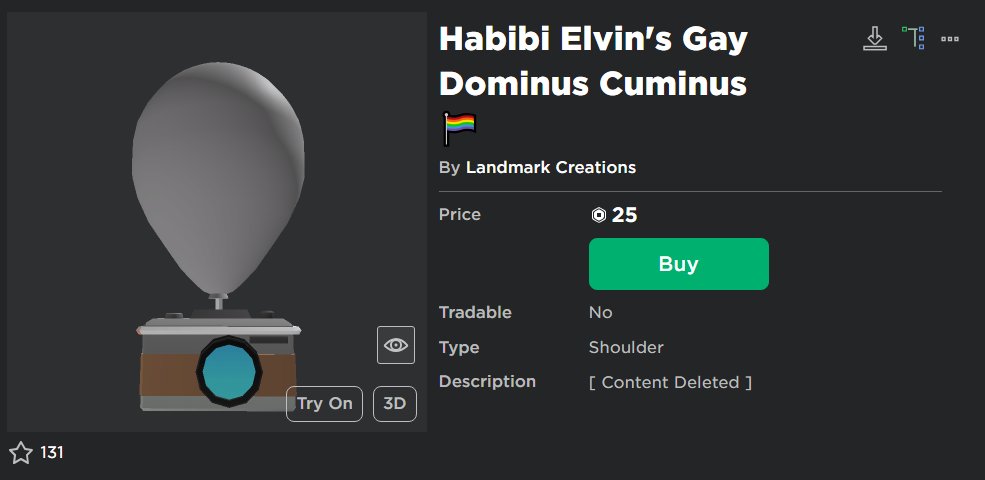 Roblox Trading News on X: Some UGC item got renamed to Gay