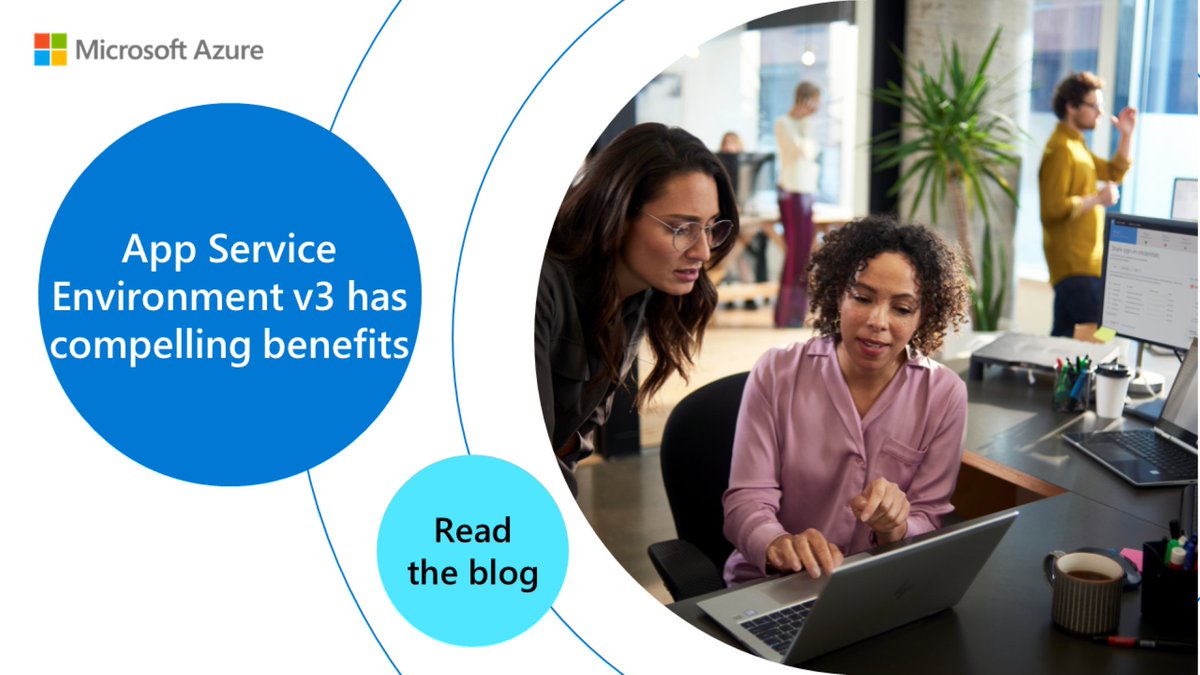 Azure's tweet image. Migrate to App Service Environment v3 for improvements in performance, scaling, and more.

Get the details: msft.it/6014gWgIk #AzurePaaS