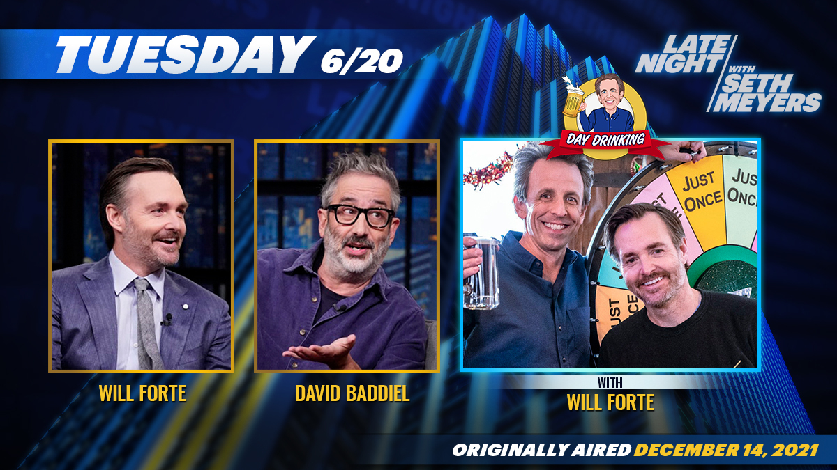LateNightSeth's tweet photo. On tonight’s #LNSM broadcast, @orvilleiv goes #DayDrinking with @SethMeyers! Plus, chat with David @Baddiel. #DayDrinkingWeek https://t.co/hZRit17opm