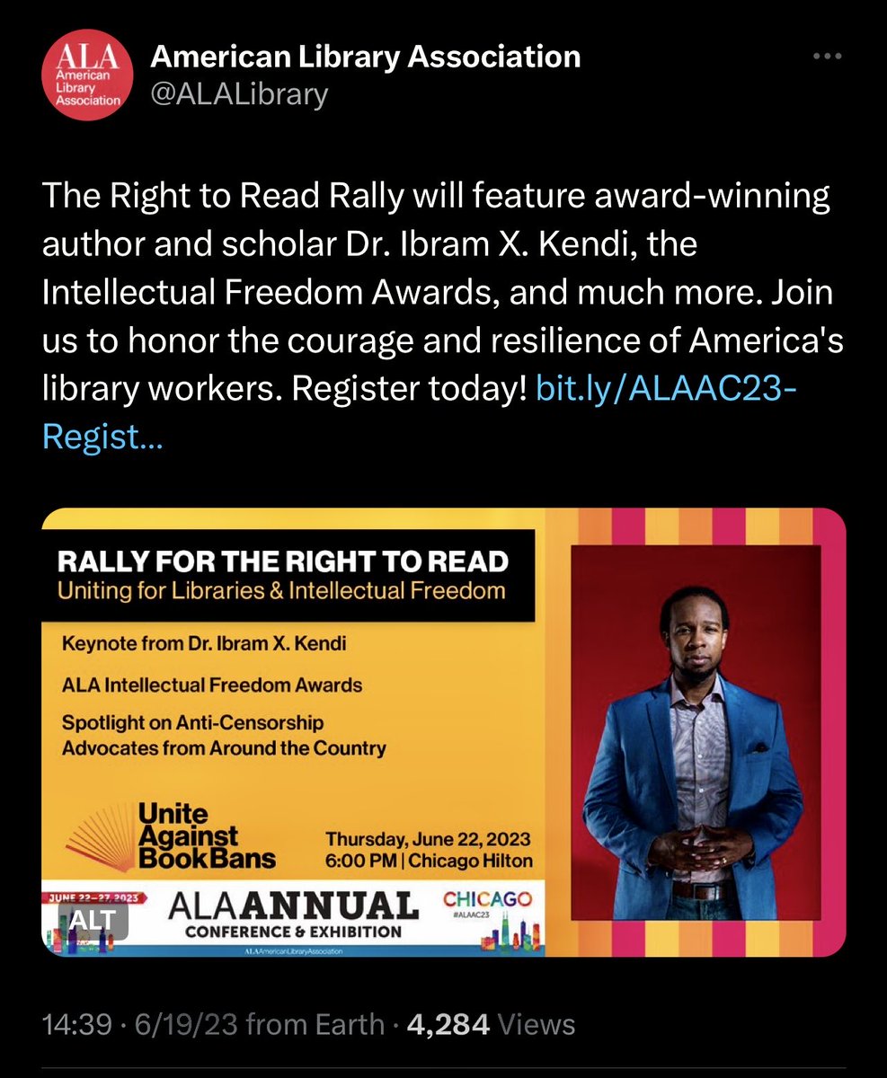 @realchrisrufo Chris, look who is the keynote speaker—again—at an American Library Association conference/training for #librarians, this time #ALAAC23.