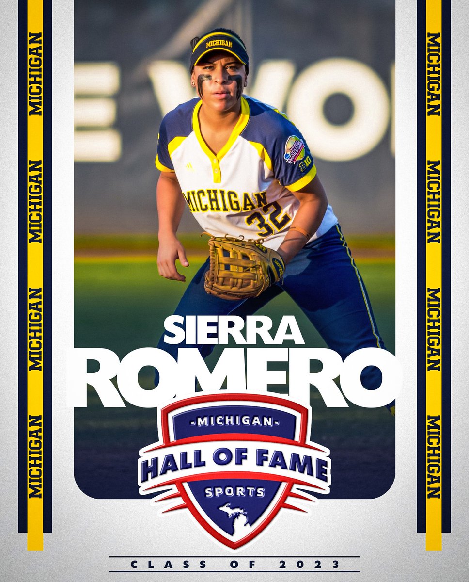 umichsoftball's tweet photo. Wolverine great Sierra Romero (@Sierrajoy32), a 4x All-American and the 2016 USA Softball Collegiate POY, has been named as part of the @MSHOF Class of 2023.

Well deserved Romo! She's our second inductee in as many years. Awesome! 👏👏

RELEASE: https://t.co/sOkv6mF2vh https://t.co/KdI8ycGldd