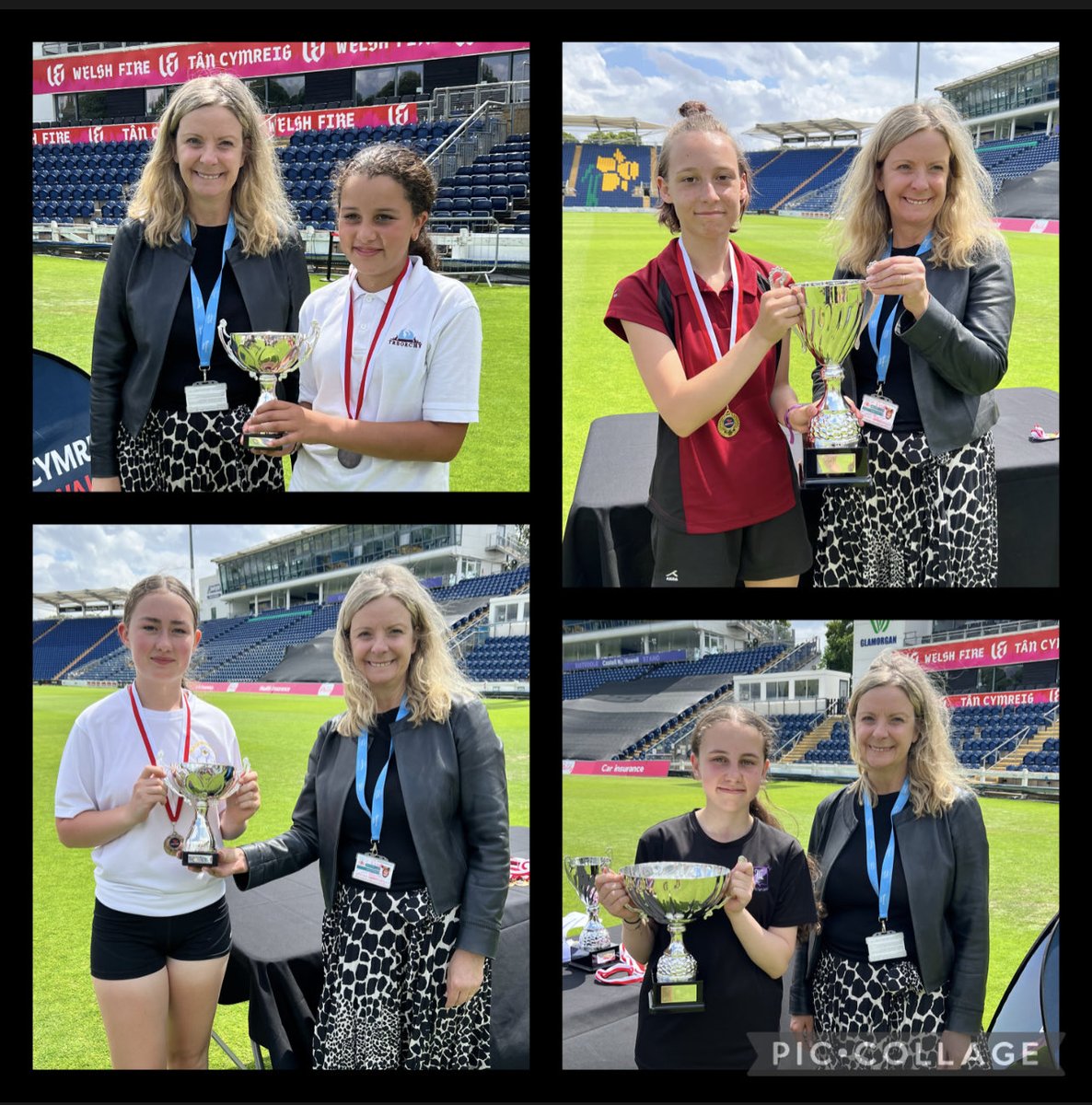 Huge thanks to our Cardiff  Director for Education ⁦@MelGodfrey8⁩ for presenting trophies and medals to at the U13s and U15s girls secondary schools cricket competition! ☀️🏏💥 We were very privileged to have you there 🏆🏆🏆 #nationalcricketweek ⁦⁦@CricketWales⁩