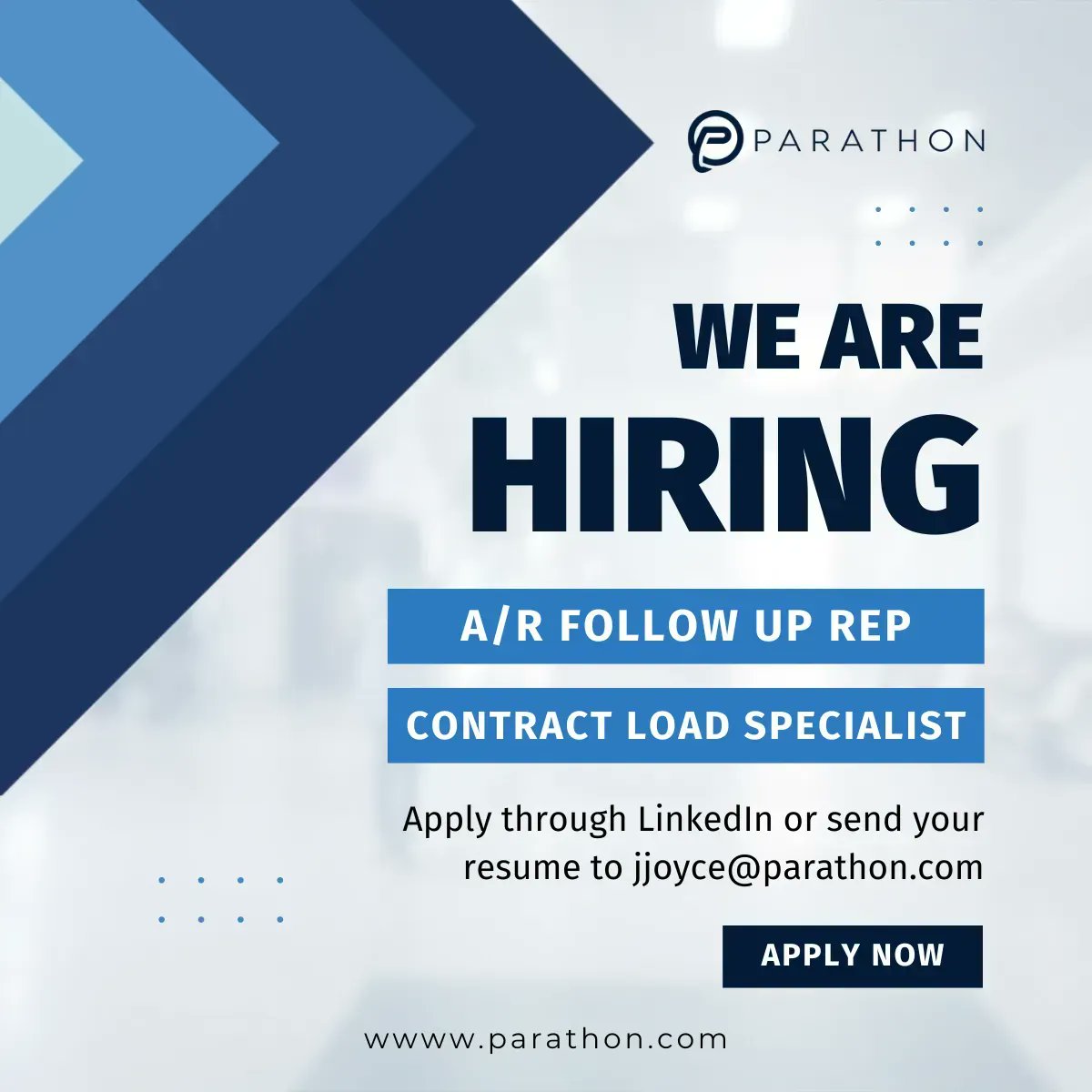 📢 We're hiring! 📢 Parathon is seeking talented individuals to join our exceptional team. Apply now and let your talents shine. #NowHiring #JoinTeamParathon #CareerOpportunity