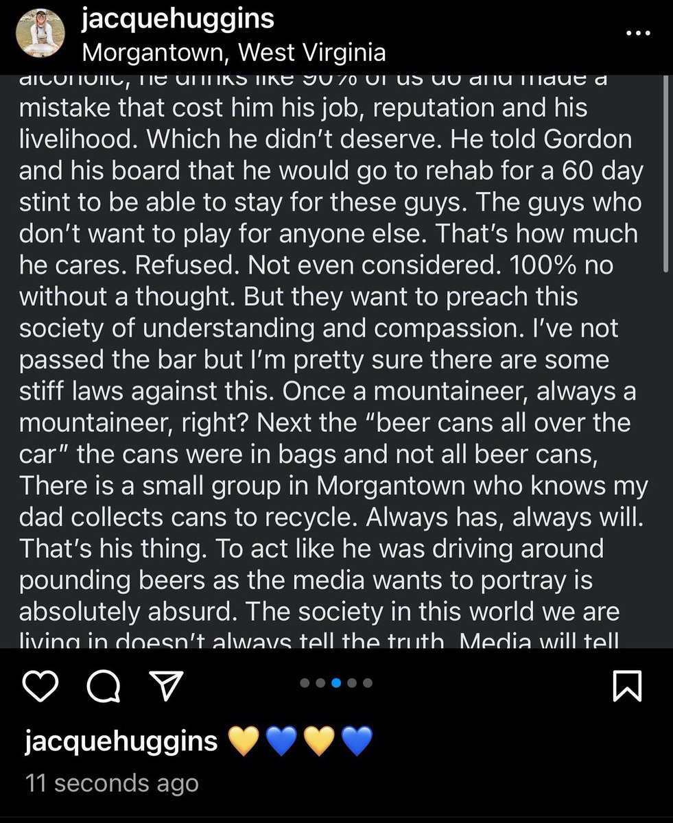 voicemorgantown's tweet photo. Bob Huggins’ daughter lashes out on social media, defending her father and telling #WVU President Gordon Gee to “do better and be better.” https://t.co/pal1jFlfl8