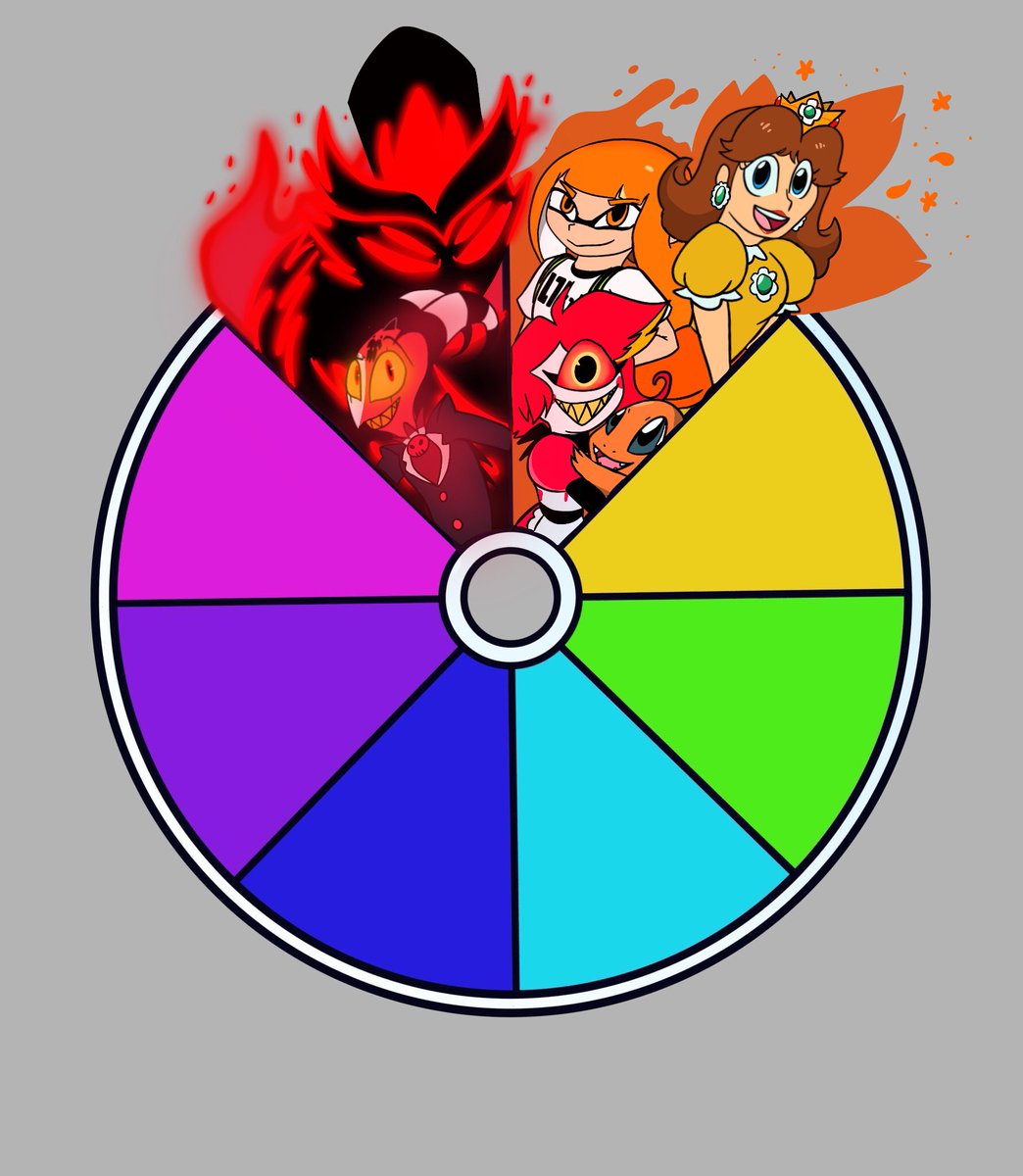 Added Inkling Girl, Princess Daisy, Charmander, and Niffty to the orange section of the wheel! Now onto yellow! Comment below some yellow characters for me to add to the wheel!!!