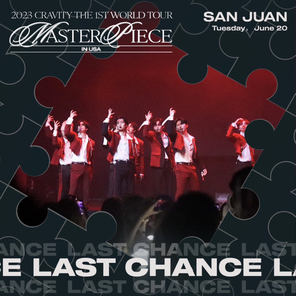 📣 LAST CHANCE to buy your ticket to see <a href="/CRAVITYstarship/">CRAVITY OFFICIAL</a> perform live in 𝐒𝐀𝐍 𝐉𝐔𝐀𝐍 during ♠️2023 CRAVITY THE FIRST WORLD TOUR: MASTERPIECE IN USA♠️

 Purchase your tickets for only ✨$49✨ before it’s too late!

🎟️kpoptickets.com/collections/20…

#CRAVITY #크래비티 #CRAVITYinUSA