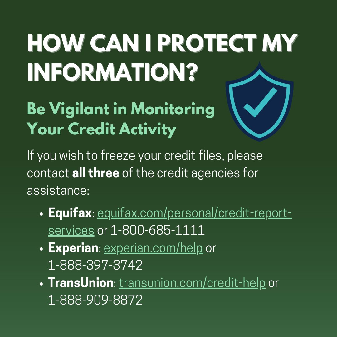 RepAndersen's tweet image. ODOT announced last week that there was a breach of their data that impacted Oregonians. The breach was so large that it likely impacted you.

Check your credit report and stay vigilant in monitoring your credit activity. Learn more by reviewing the below.