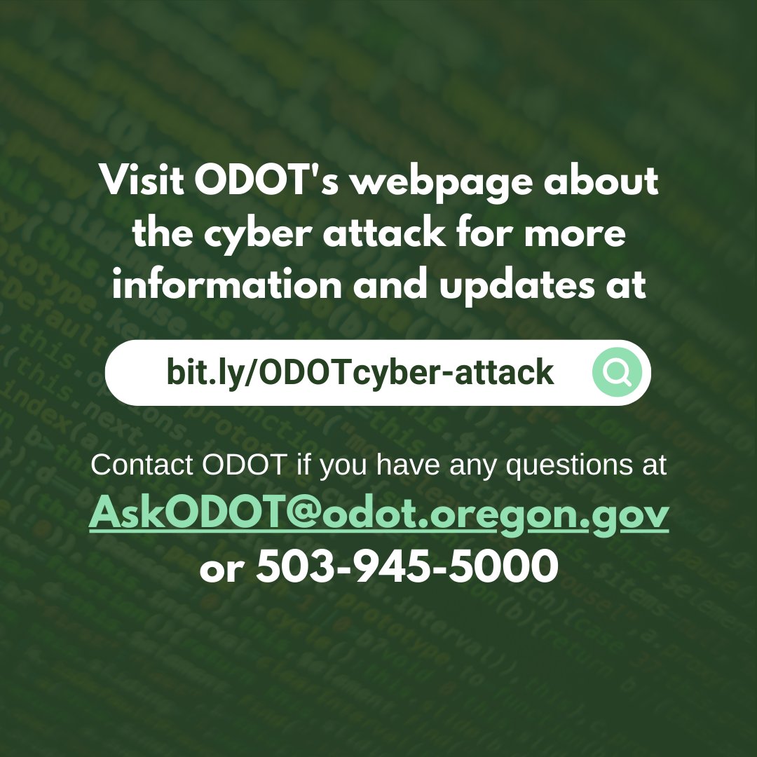RepAndersen's tweet image. ODOT announced last week that there was a breach of their data that impacted Oregonians. The breach was so large that it likely impacted you.

Check your credit report and stay vigilant in monitoring your credit activity. Learn more by reviewing the below.