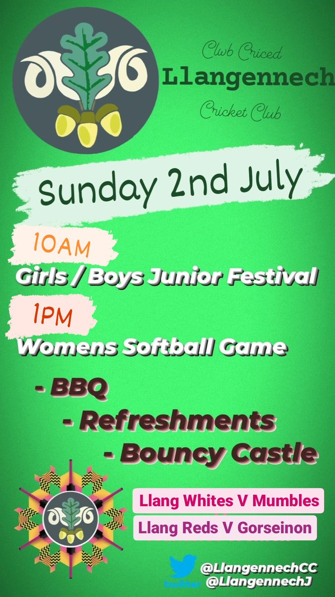 llangennechcc's tweet image. Our next women's festival is 2nd July where we host @Marespool and @GorseinonCC which is set to be a busy day! Please come down and support!!