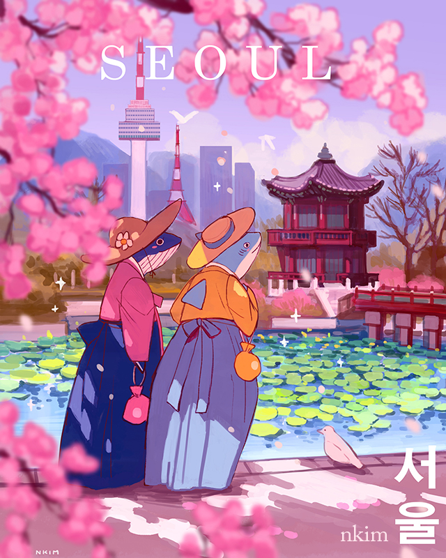「Seoul Travel Poster featuring Magical Wh」|N*Kimのイラスト