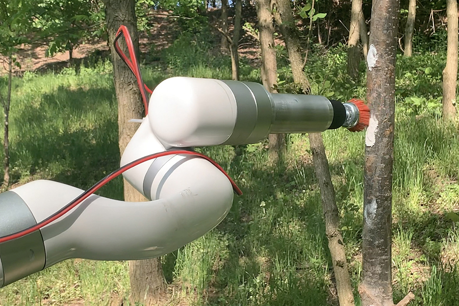 A @CMU_Robotics research team has developed an autonomous robot to control the spread of spotted lanternflies, invasive insects which destroy important crops. TartanPest pairs computer vision with a robotic arm to detect and destroy lanternfly egg masses.
cmu.is/TartanPest