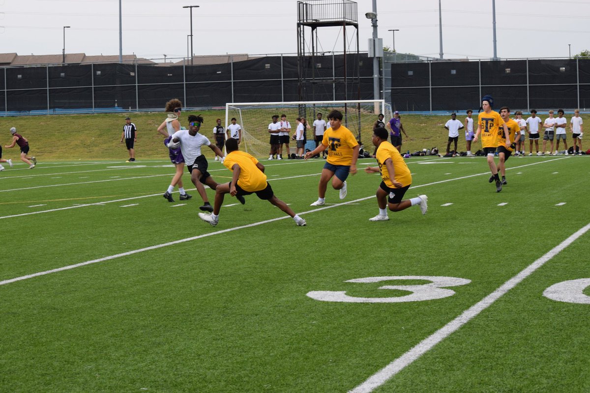 stpfootballbc's tweet photo. Our Freshman 7v7 Squad is working hard and learning and growing! We are so proud of all their effort on the field! #sTpFootball #TigerNation #TXHSFB #7v7 🐯🏈 https://t.co/V6Ph35KNeO