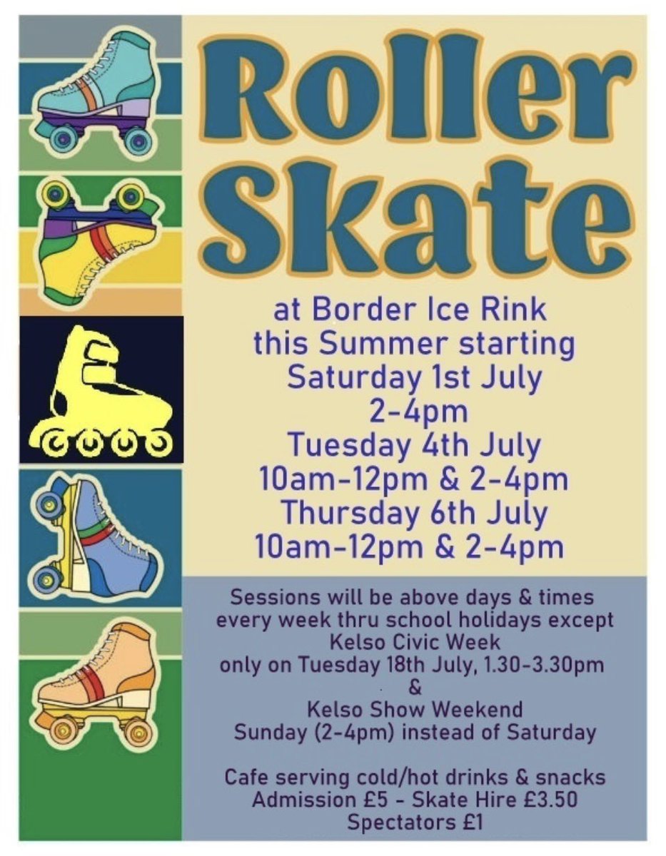 Start sharing folks! Our Roller Rink opens for the summer 1st July!!!

Online bookings will open soon….
Watch for the reveal of our hire skates….
But you can just turn up especially if you have your own skates, quads,blades(in lines)

Summer fun here we come