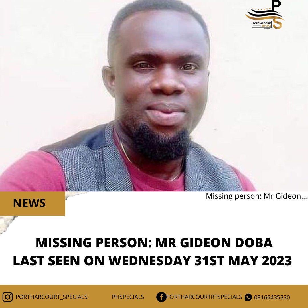 DianeAlaye's tweet photo. Missing person , Gideon Doba is a medical laboratory scientist that resides in Portharcourt, he was last seen since 31st May , 2023. Pls if you have any info about him, contact the nearest police station                        #findDobaGideon https://t.co/AmvyXmOIxe
