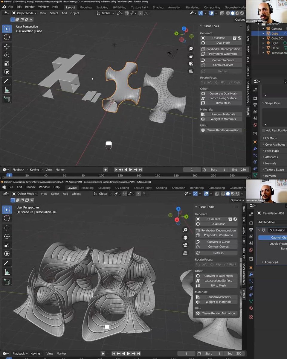 Scenes from day 1 of the "Topology-Based Modelling (with Blender)" workshop led by <a href="/alessandrozompa/">AlessandroZomparelli</a>. Tap the 🔗 link for more information: parametric-architecture.com/topology-based…

The workshop focused on modeling a small pavilion using Mesh modeling in Blender. Students learned how to obtain