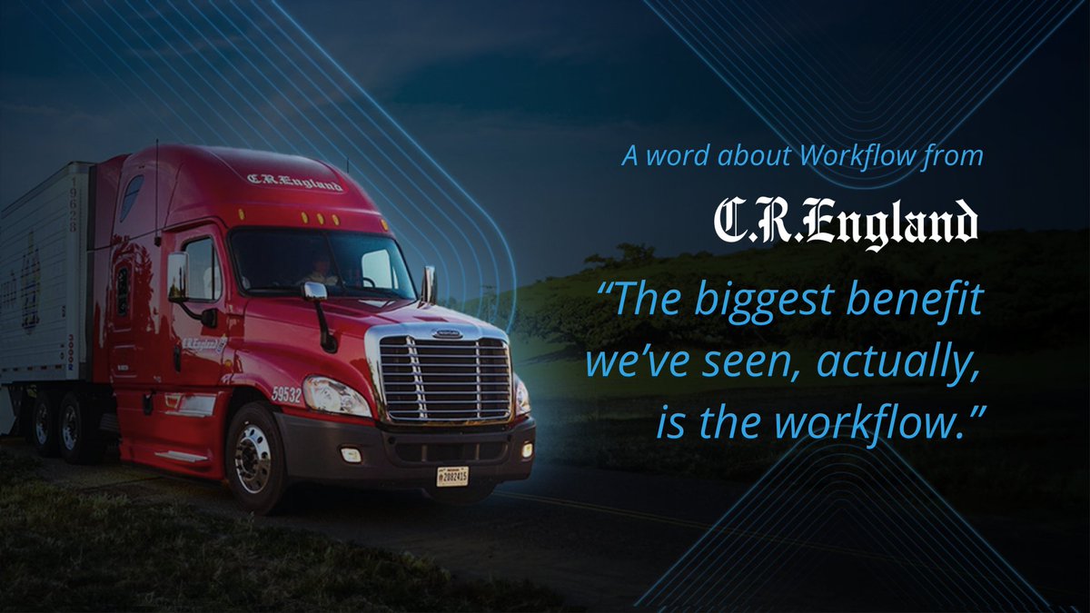 We recently asked our friends at <a href="/CREngland/">C.R. England</a> what they love about our platform. Here's what they had to say:

"The biggest benefit we’ve seen actually, is the workflow," said Danielle Smithen, PMP, Director of Operations Systems at #CREngland.

Learn more: hubs.ly/Q01V8bNL0