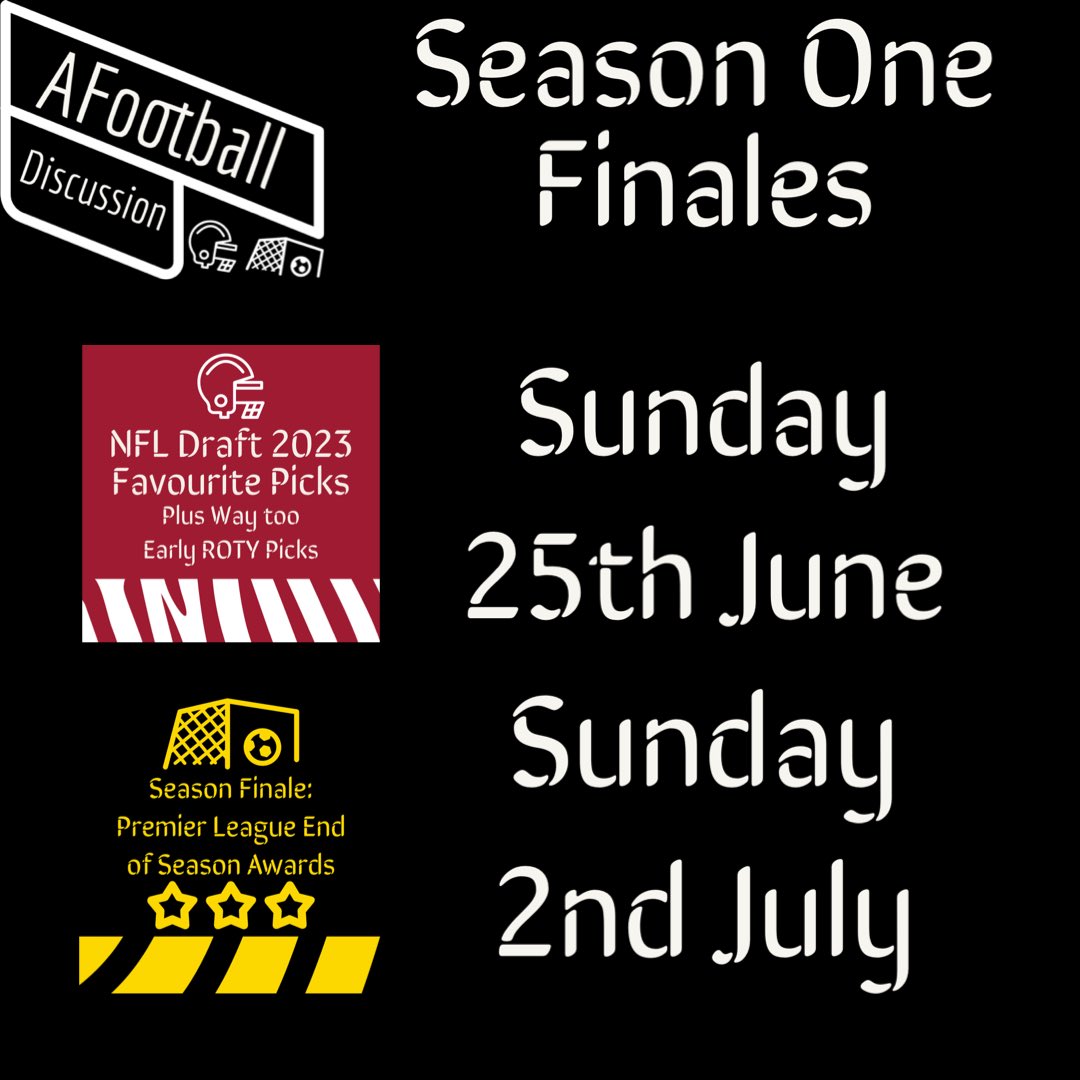 Footie_Discuss's tweet photo. The Season One finales are going live NFL: with Sam on 25th June and Football: with Lewis, Sam and Ed on 2nd July 

#Season1 #finale #nfldraft #premierleague #tots https://t.co/DiQzUctIoh