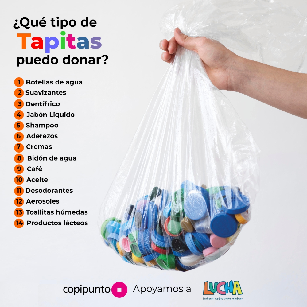 En Copipunto apoyamos a <a href="/LUCHA_Py/">Luchando Unidos</a>  reciclando tapitas en conjunto con nuestros clientes 😊 En este post te contamos qué tapitas recibimos en cualquiera de nuestras 9 sucursales 🤩♻️

Ver Sucursales copipunto.com/sucursales/