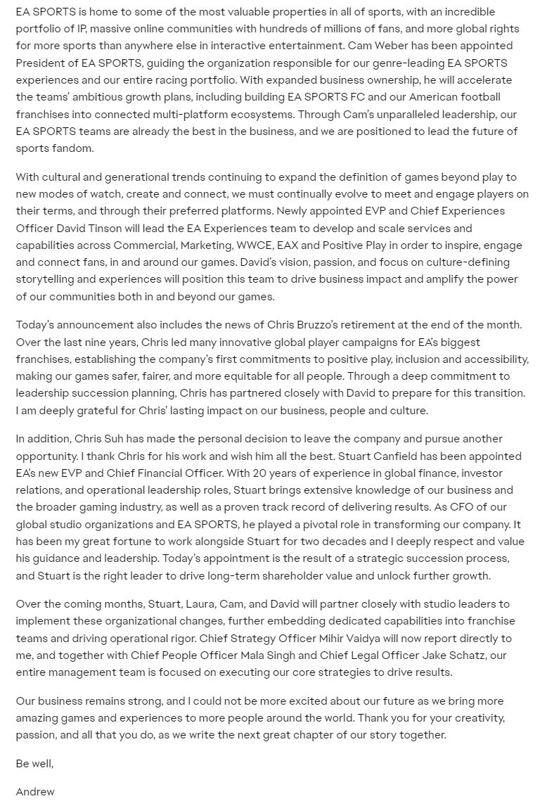 Wario64 on Twitter "EA is realigning its studios into two