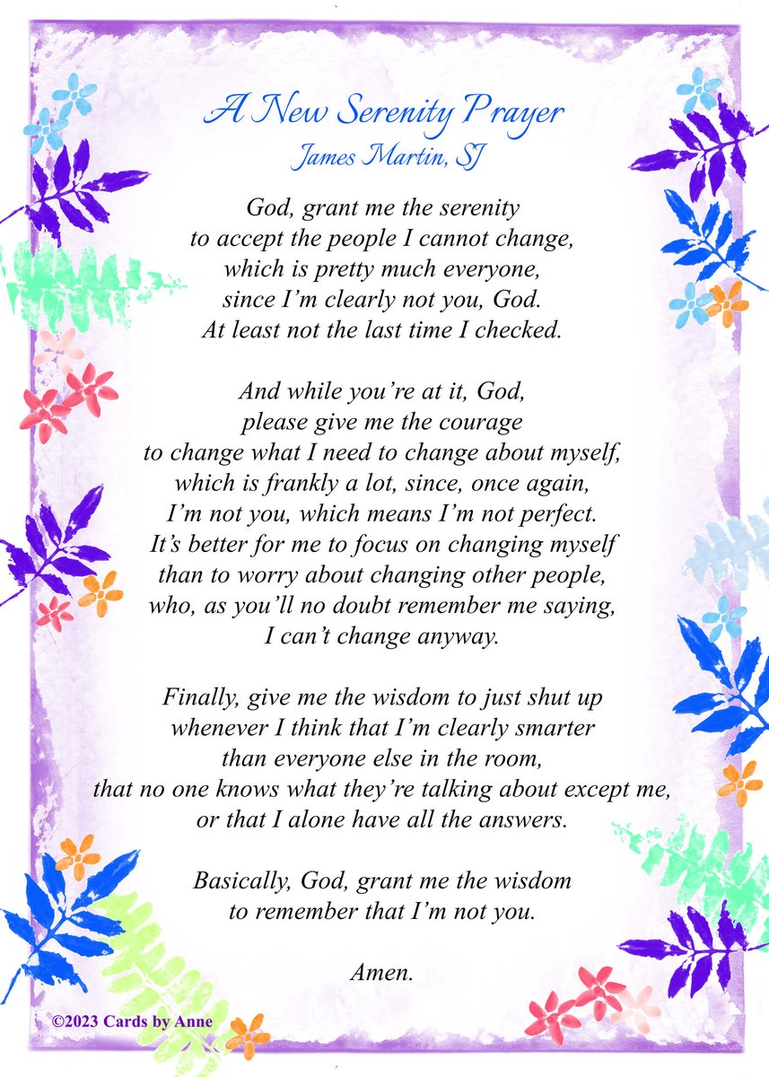 "A New Serenity Prayer" with a new design from my friend Anne Kertz Kernion of CardsbyAnne. cardsbyanne.com/products/pjm1?…