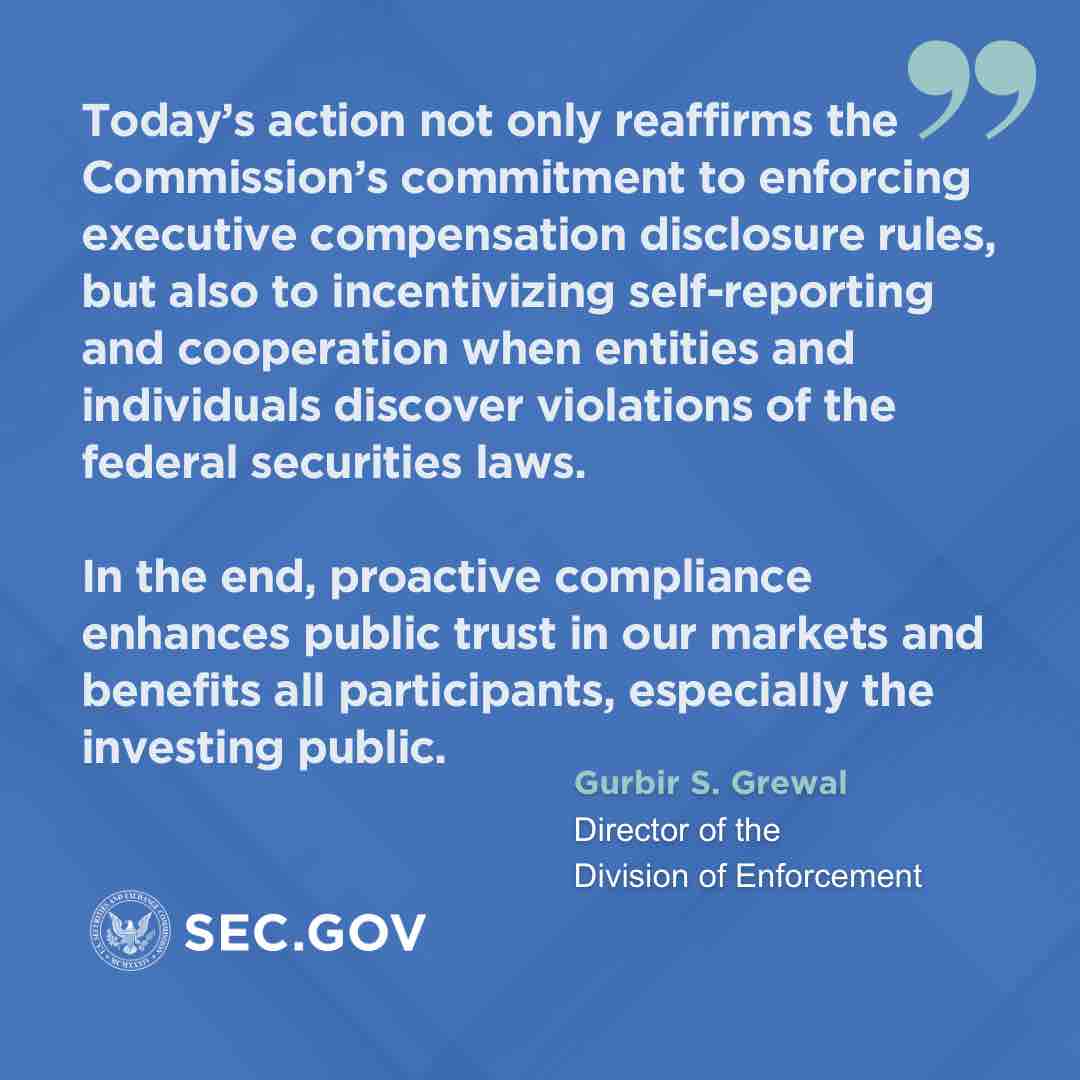 SECGov's tweet photo. Today we announced settled charges against Stanley Black &amp; Decker for failing to disclose perks it provided to certain execs. 

The company self-reported the disclosure failures, cooperated with the SEC’s investigation, and implemented remedial measures. 
https://t.co/hwDpo9fMN0 https://t.co/bYm0dSnJLQ