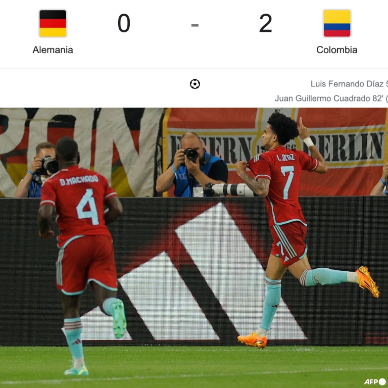 ¡¡COLOMBIA CONQUISTÓ ALEMANIA!! Con goles de Luis Díaz (qué remate de cabeza) y Juan Guillermo Cuadrado (penal), Colombia derrotó a Alemania en Gelsenkirchen. Fantástica actuación del combinado de Néstor Lorenzo. Vaya manera de presionar y con qué intensidad salieron a competir.