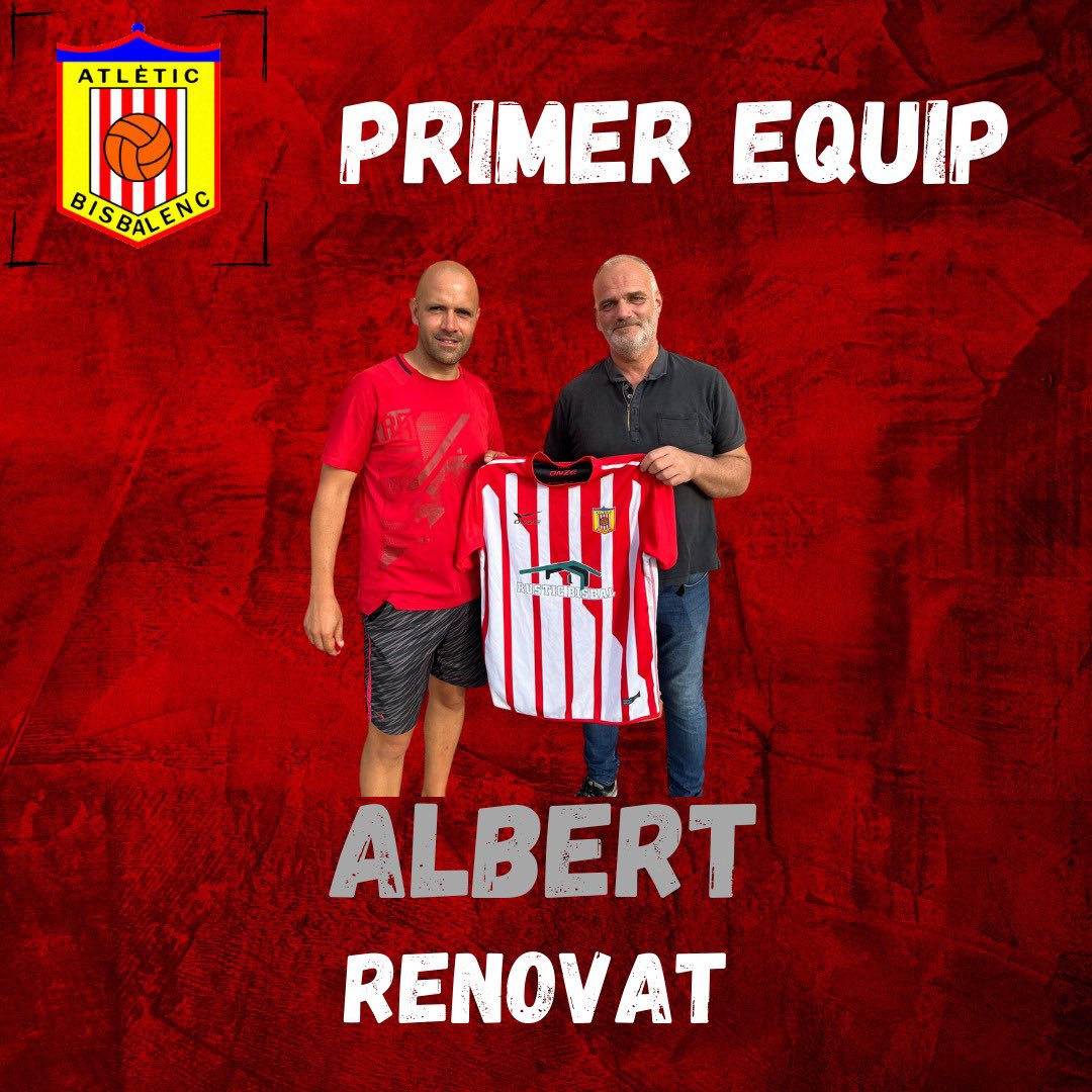 🔴⚪️ 1r equip⚪️🔴
Molt contents d’anunciar-vos la primera renovació.
El mister Albert seguirà a la banqueta de l’equip per quarta temporada consecutiva, després de l’ascens i la permanència, seguirem lluitant junts un any més.