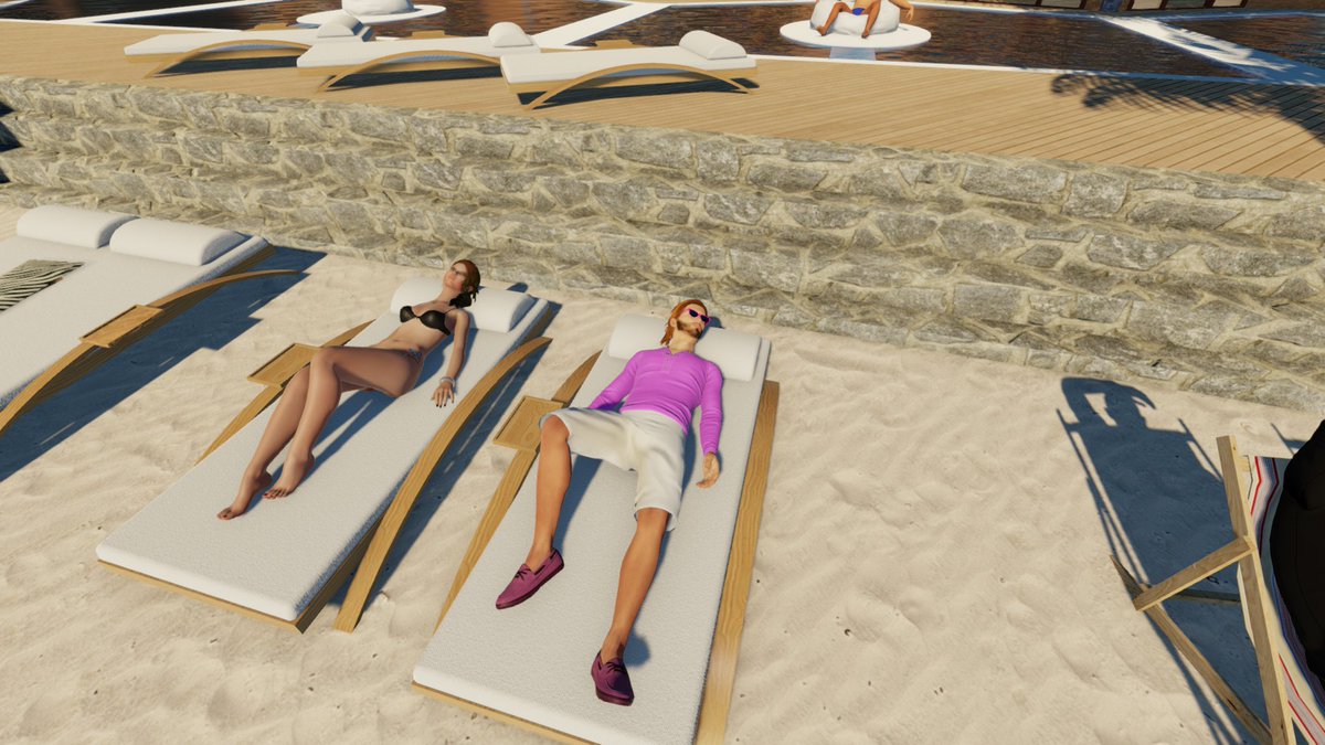 Hanging with friends on a warm beach can be so relaxing.