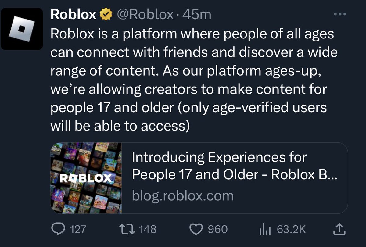 Roblox on X: Roblox is a platform where people of all ages can connect  with friends and discover a wide range of content. As our platform ages-up,  we're allowing creators to make